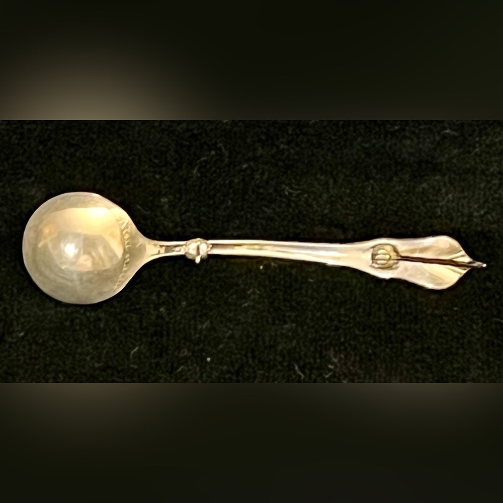 Vintage Wallace Sterling Silver Rose Point Spoon Brooch Pin - MCM Fine Jewelry
